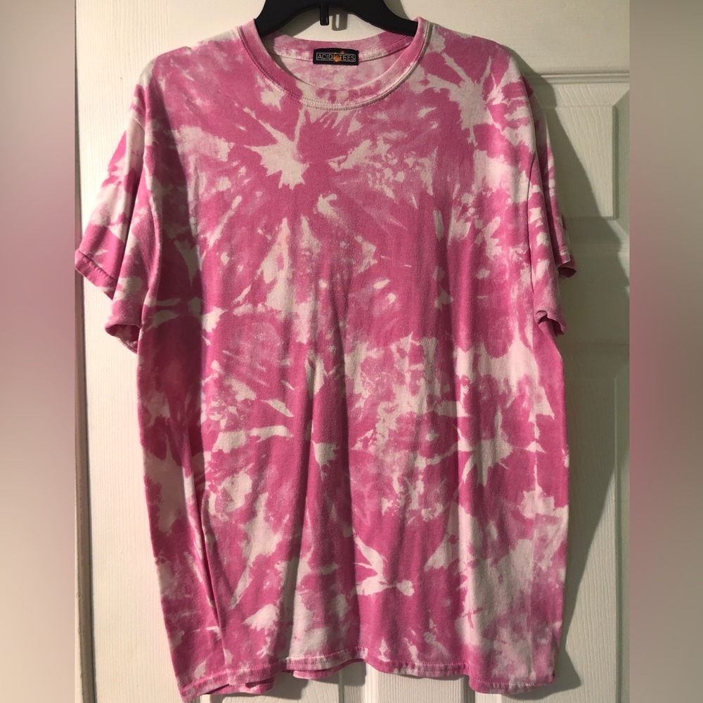 Pink acid dye tee